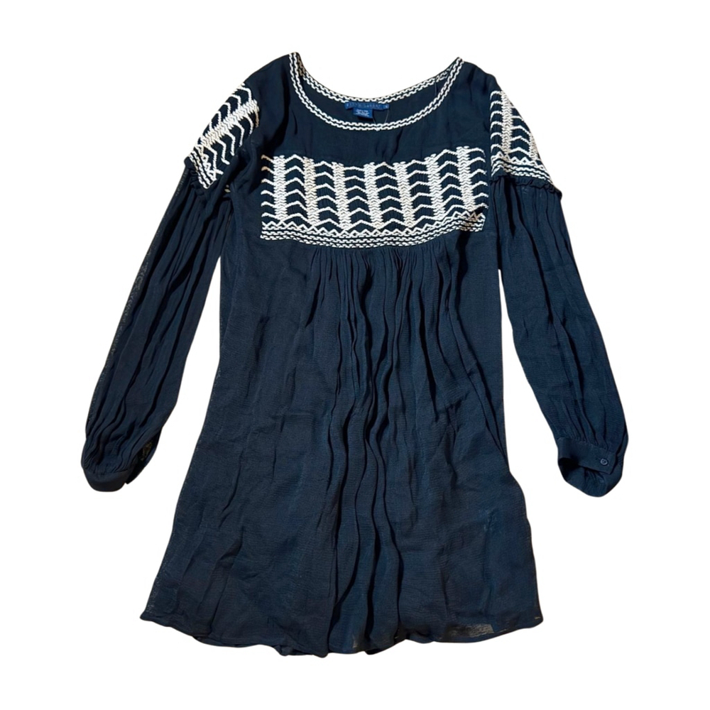 Ralph Lauren Blue Label Small Silk Black Sheer Mesh Embroidered Dress